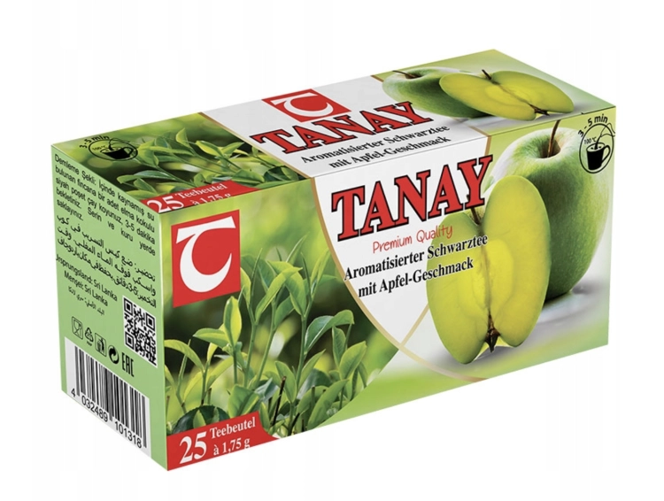 Herbata Czarna JABŁKOWA ekspresowa Tanay 25 torebek